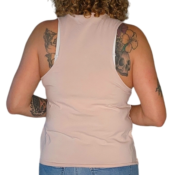 Adidas Size Small Pink Tank Top White Print - Picture 2 of 4